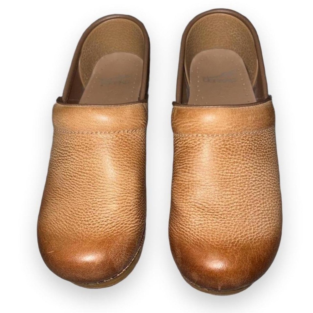 Dansko Clogs Womens Size 6.5 Brown Leather Slip On Comfort Honey